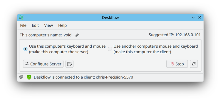 Deskflow in server mode on KDE