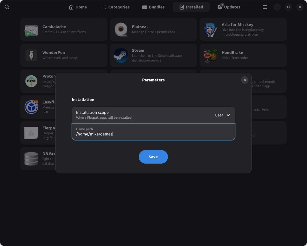 Application settings