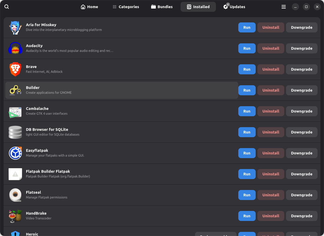 Installed applications