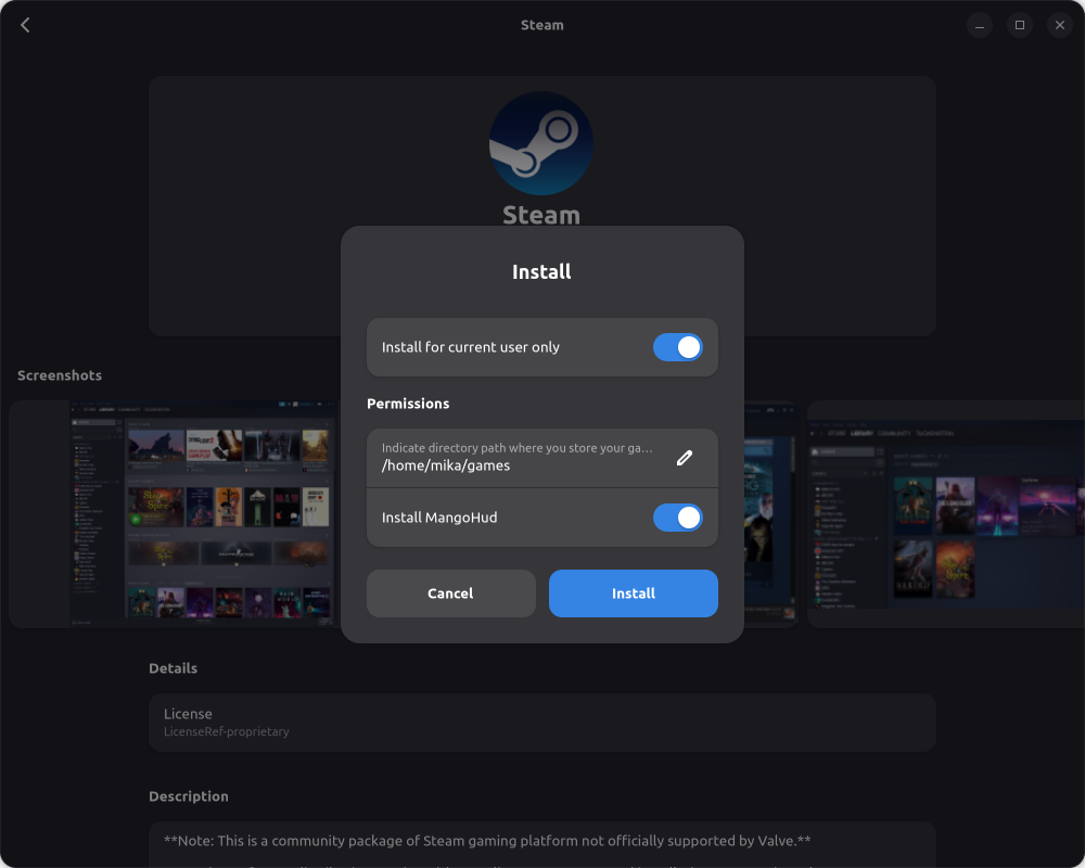 Installation form preferences