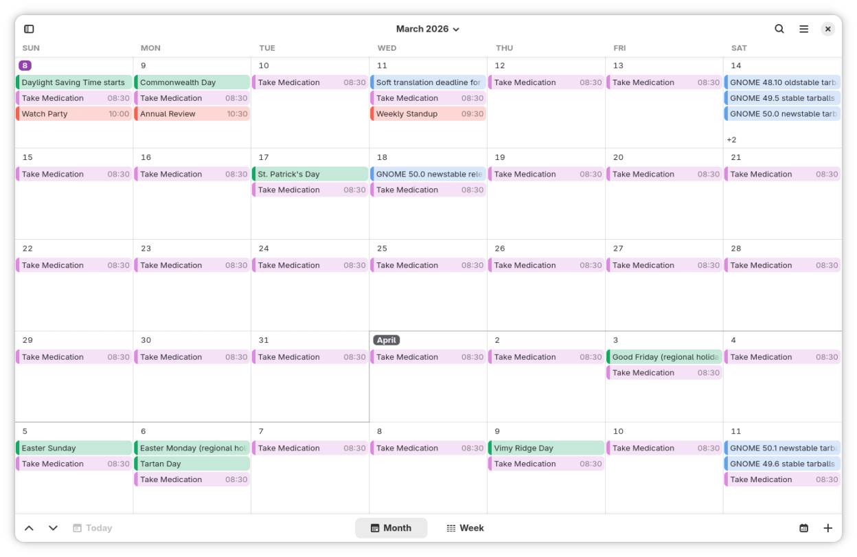 Calendar screenshot 1