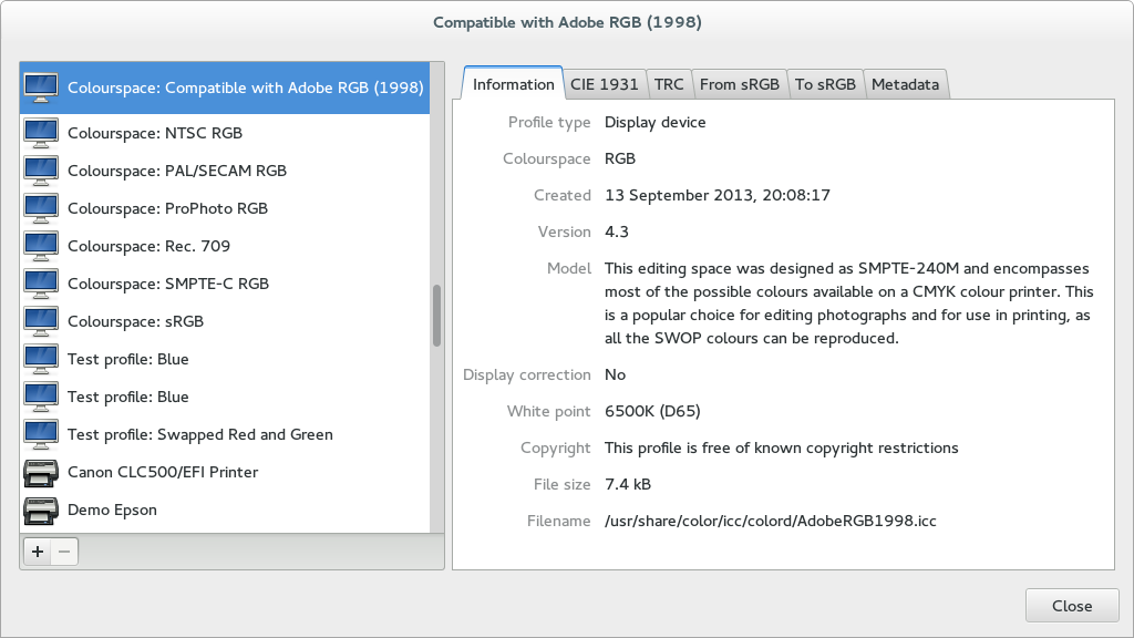 Screenshot 1 of Color Profile Viewer