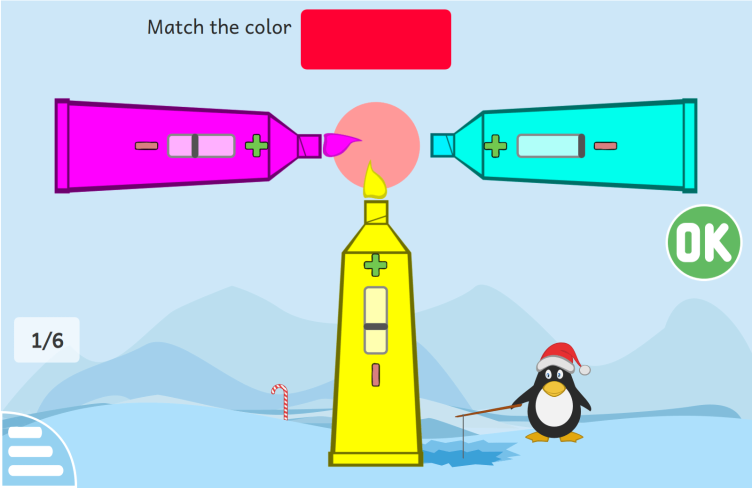 "Mixing color of paint" activity