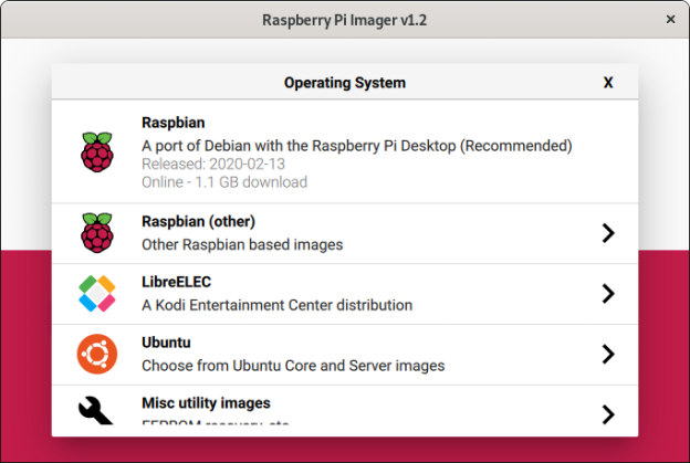 Raspberry Pi Imager screenshot 2