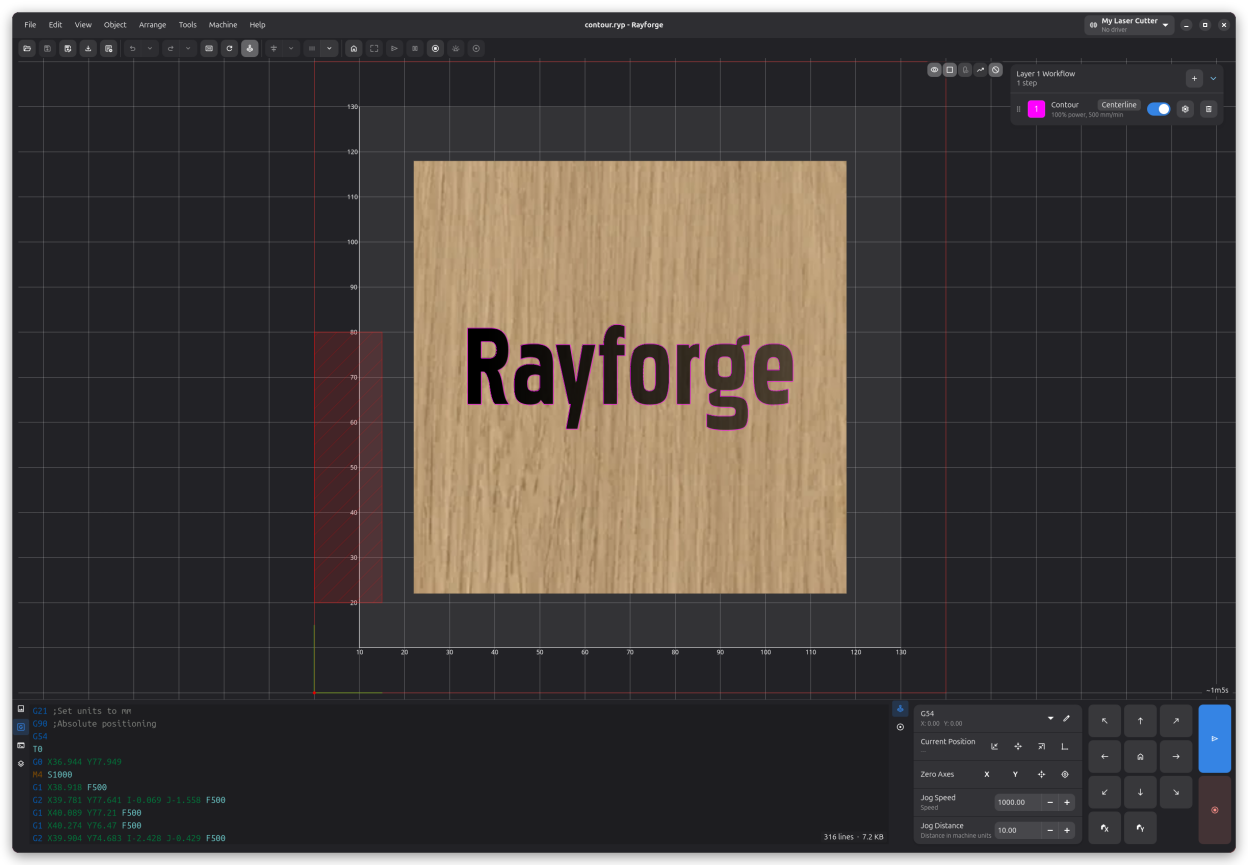 The main window of Rayforge.