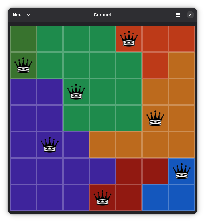 Solving a Coronet puzzle in the dark style