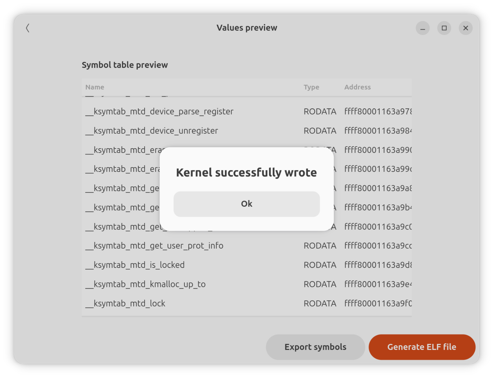 vmlinux-to-elf: extraction successfull screen