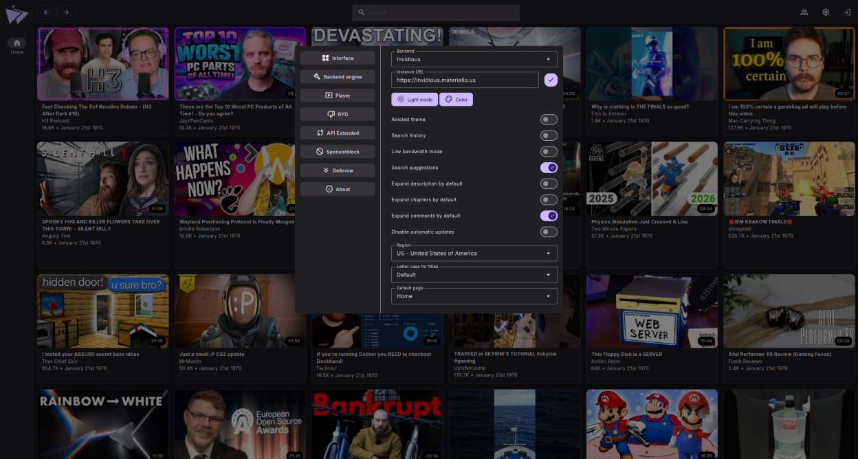 Modifying settings