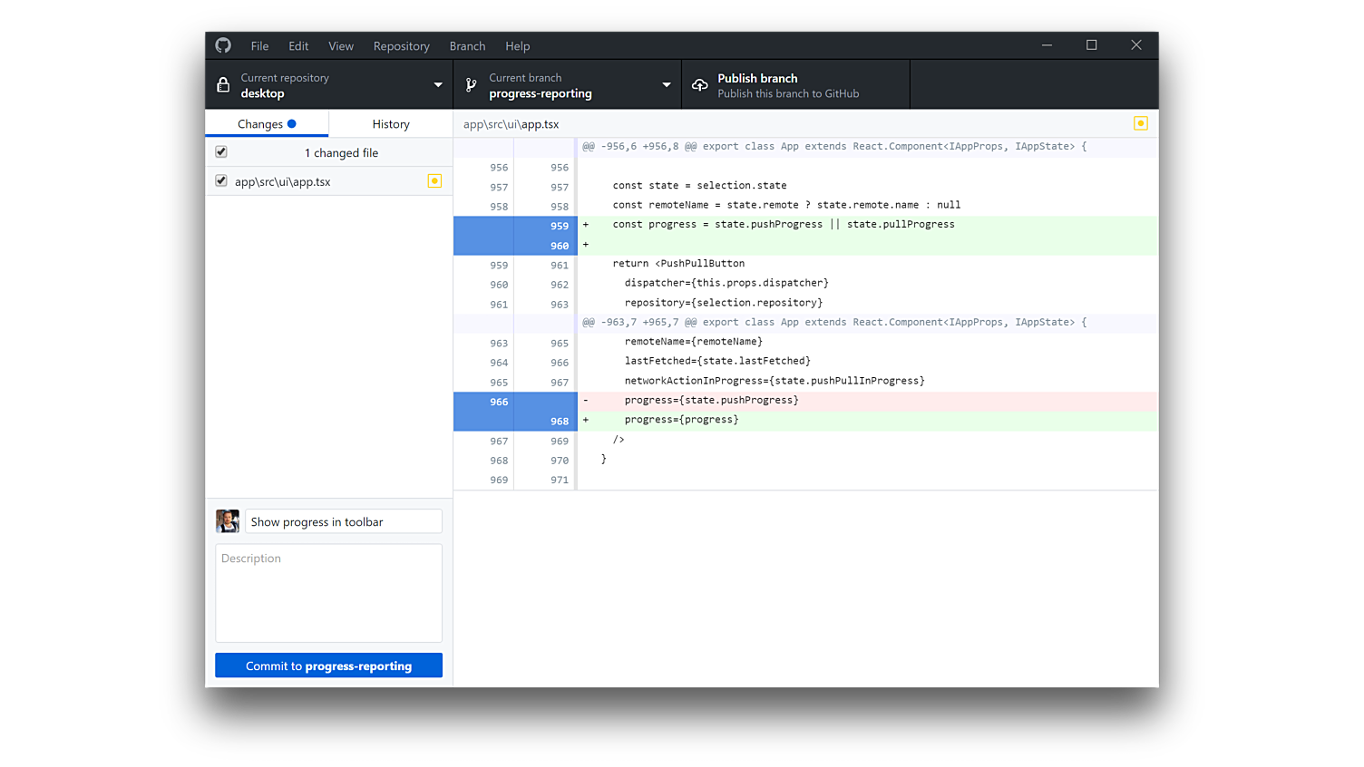 github desktop update fork