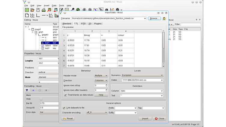 veusz linear regression
